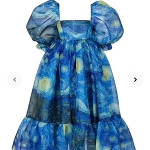 Selkie Starry Night French Puff Dress Limited Edition Van Gogh Collection S